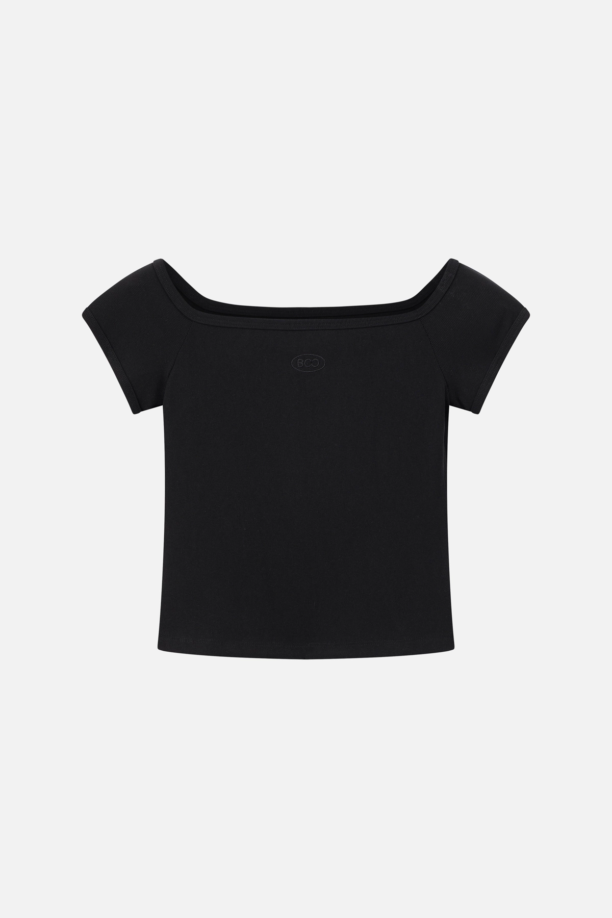 Áo phông babytop trễ vai thêu logo BOO ESS