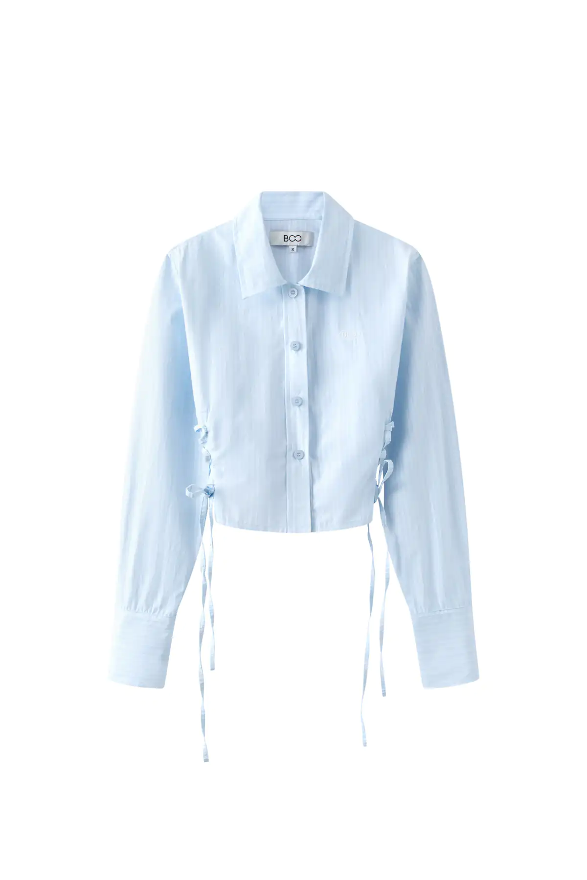 Sơ mi nữ croptop dây rút thắt eo ESSENTIAL