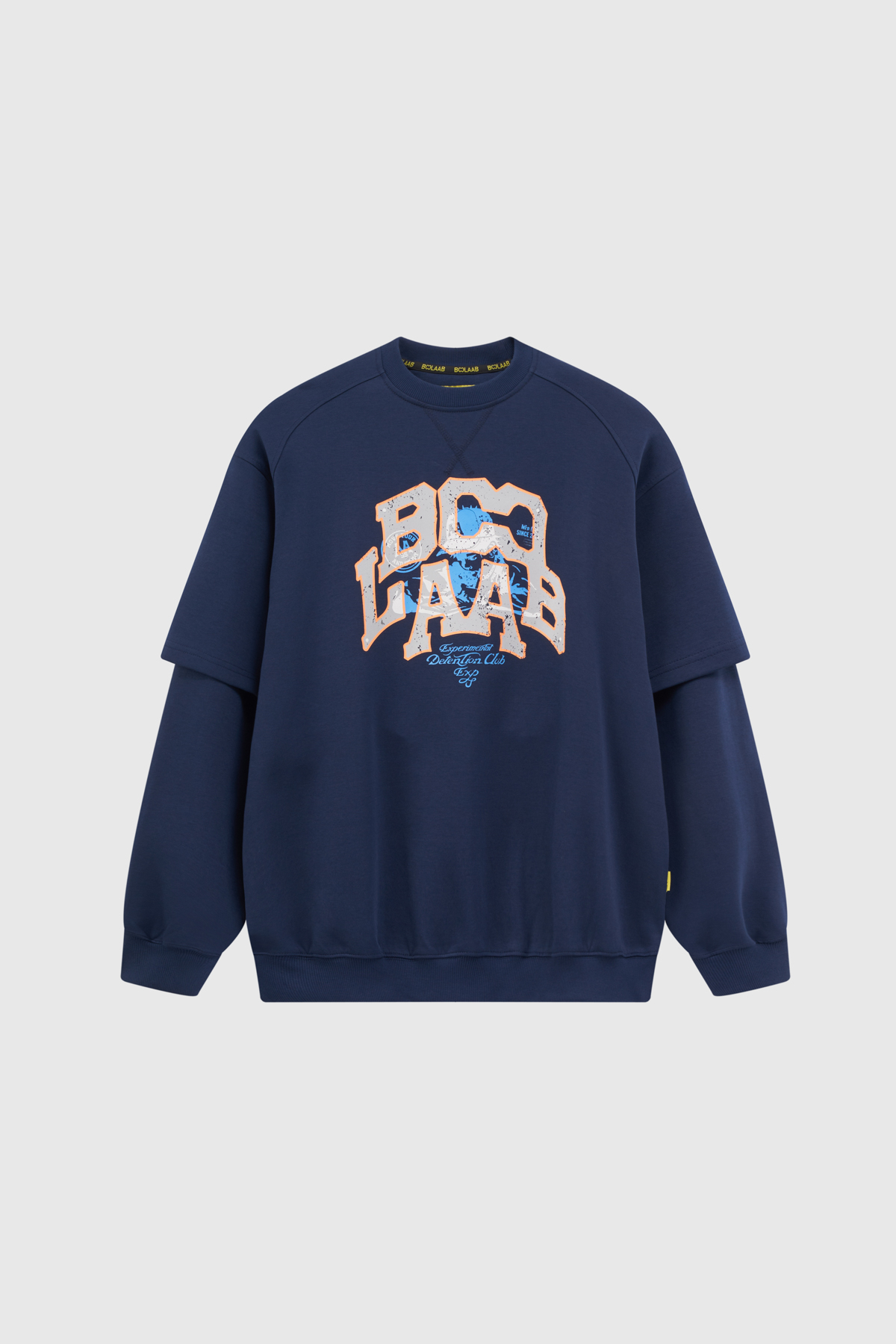 Áo nỉ không mũ layer tay BOOLAAB boxy